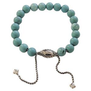 DAVID YURMAN Sterling Silver Pearl 8mm Spiritual Bead Bracelet Teal